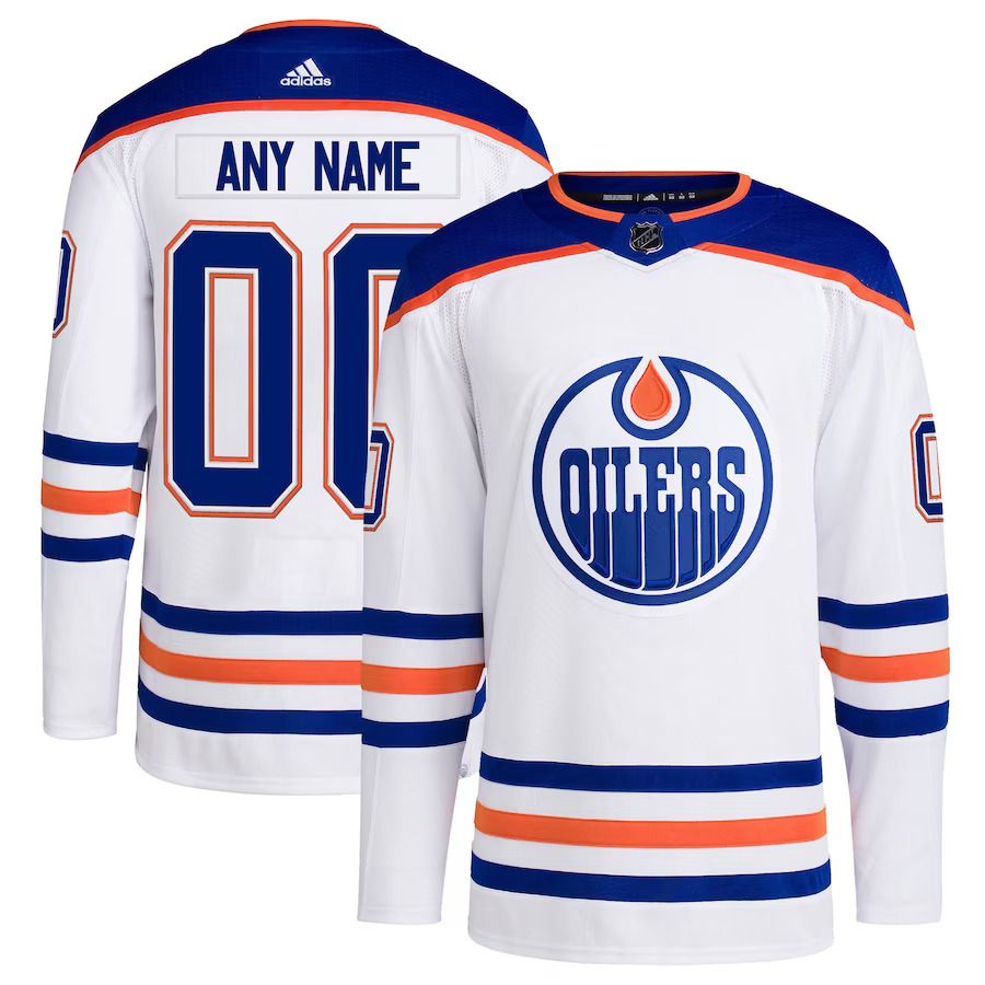 Men Edmonton Oilers adidas White Away Primegreen Authentic Pro Custom NHL Jersey